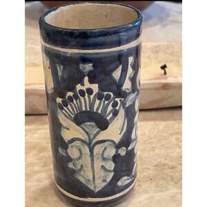 Tonala Mexican terracotta pottery vase 6"